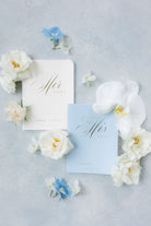 Stylish Blue and White Wedding Vow Books